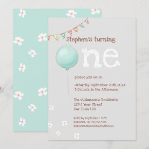 Invitation 1er anniversaire Ballon & Drapeaux