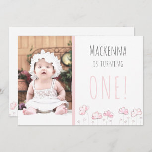 Invitation 1er Anniversaire Blush Pink Simple Girls Photo