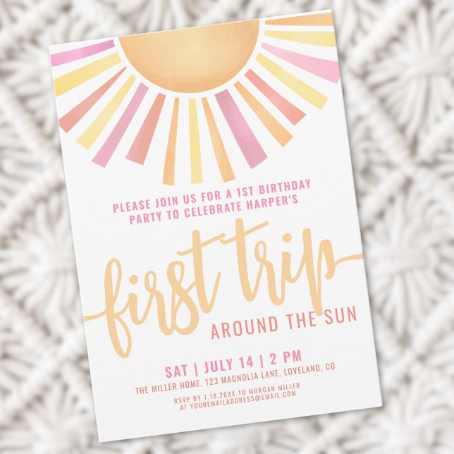 Invitation 1er Anniversaire Bohème Premier Tour de Soleil (1st Birthday Boho First Trip Around The Sun Invitation)