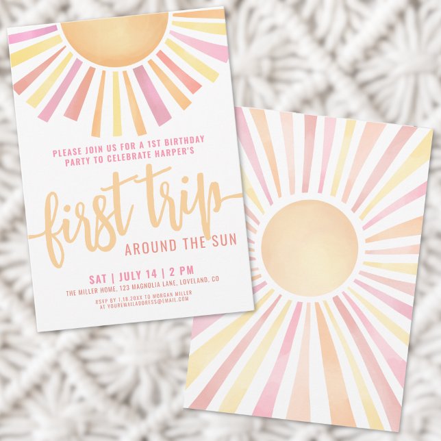 Invitation 1er Anniversaire Boho Premier Tour de Soleil (1st Birthday Boho First Trip Around The Sun Invitation)