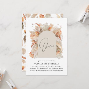 Invitation 1er Anniversaire Botanique Pampas Grass Script mod
