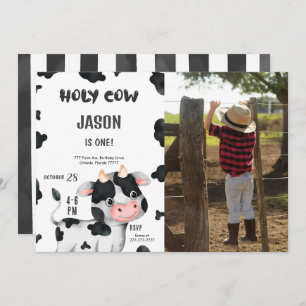Invitation 1er anniversaire Boy Cow Anniversaire Photo Invita
