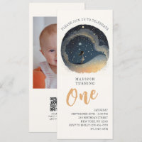 1er Anniversaire Céleste Étoiles Aquarelle Garçon