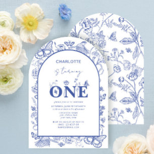 Invitation 1er Anniversaire Chinoiserie Bleu devient un