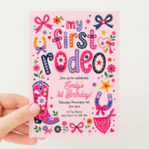 Invitation 1er Anniversaire Cowgirl Rodéo Country Western
