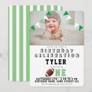 Invitation 1er Anniversaire Cute American Football Kids Photo