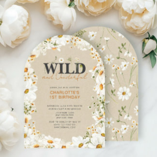 Invitation 1er anniversaire Daisy Wild & Onederful Terracotta