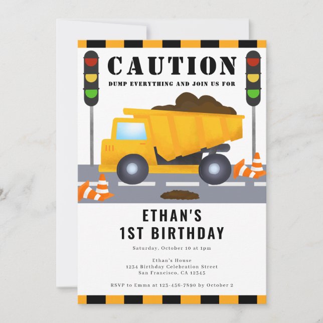 Invitation 1er anniversaire de construction Truck Party (Devant)