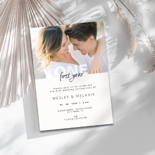 Invitation 1er anniversaire de mariage - Première année avec