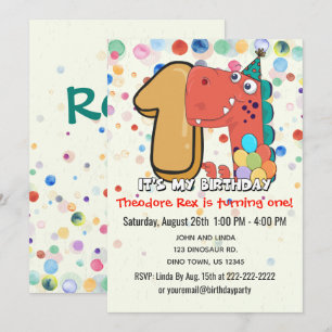 Invitation 1er anniversaire Dinosaur Party Custom
