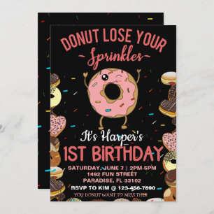 Invitation 1er anniversaire Donut Perdre vos arrosages 1 an