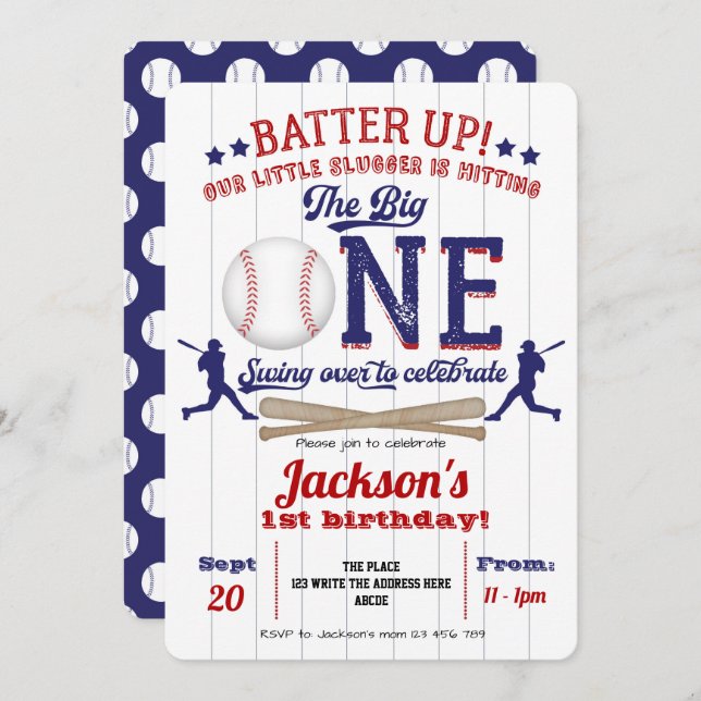 Invitation 1er anniversaire du baseball, 1er anniversaire du  (Devant / Derrière)