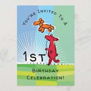Invitation 1er anniversaire du Red Dog avec Doggie Balloon Pa