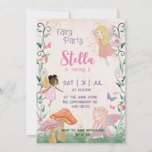 Invitation 1er Anniversaire Fée Magique Jardin Floral Pixie
