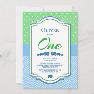 Invitation 1er anniversaire fête Blue Elephants