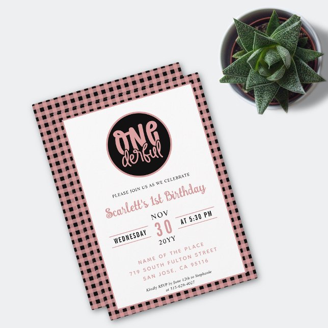 Invitation 1er anniversaire fête mignonne Onederful premier a (Créateur téléchargé)