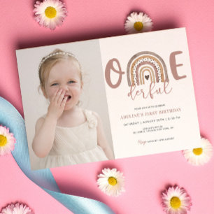 Invitation 1er anniversaire Fille Onederful Cute Photo party