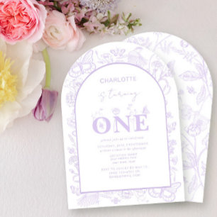 Invitation 1er Anniversaire Floral Lilac Flowers Turc Un
