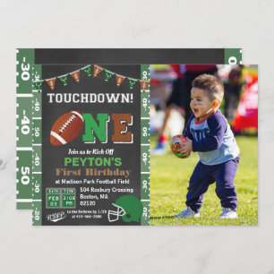 Invitation 1er anniversaire Football Party Chalkboard Invitat