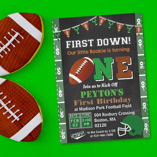 Invitation 1er anniversaire Football Party Chalkboard Invitat (Créateur téléchargé)