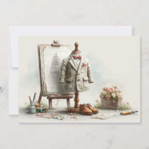 Invitation 1er anniversaire French Artist Baby Suit Paint Stu