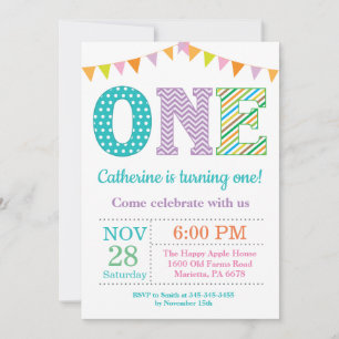 Invitation 1er Anniversaire Invitation. Fille premier anniver