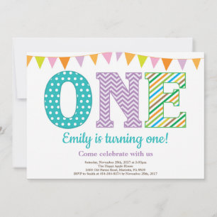 Invitation 1er Anniversaire Invitation. Fille premier anniver