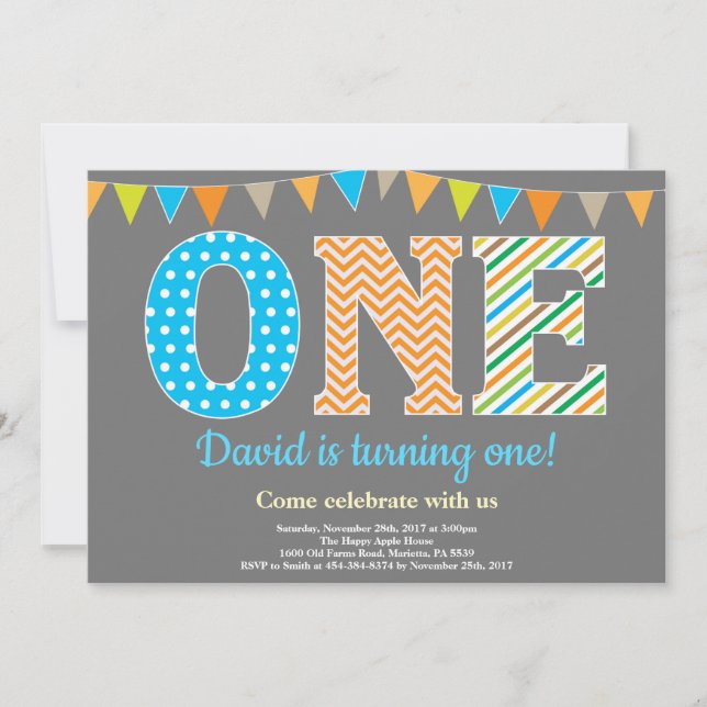 Invitation 1er Anniversaire Invitation. Jour du premier anniv (Devant)