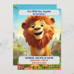 Invitation 1er Anniversaire Lion Nom personnalisé Âge Enfants