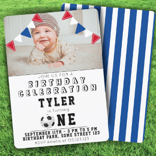 Invitation 1er Anniversaire Mignon Football Enfants Photo