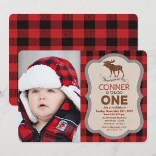 Invitation 1er anniversaire Moose Boy Anniversaire Photo Invi