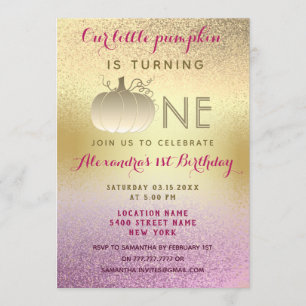Invitation 1er anniversaire Parties scintillant Pink Gold Not