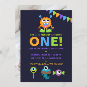 Invitation 1er anniversaire Petit Monster Boy Party Invitatio
