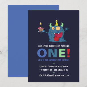 Invitation 1er anniversaire Petit Monster Boy Party Invitatio