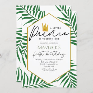 Invitation 1er Anniversaire Petite Prince Crown Leaf Invitati