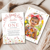 1er anniversaire Photo Pink Coquette Bow Fleur sau