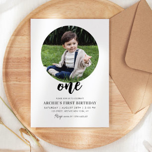 Invitation 1er Anniversaire Photo Simple moderne Minimale Ima