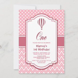 Invitation 1er anniversaire Pink Polka Dot Party
