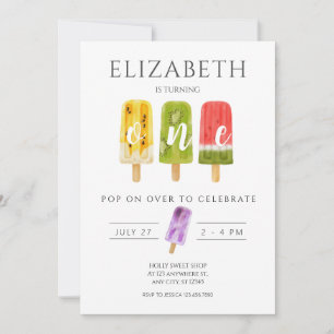 Invitation 1er anniversaire popsicle glaces fête d'anniversai