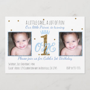 Invitation 1er anniversaire Prince Boys Party Photo Invitatio