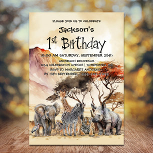 Invitation 1er anniversaire Safari Animaux Anniversaire