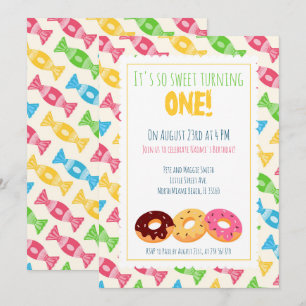 Invitation 1er anniversaire trois beignets baby girl party