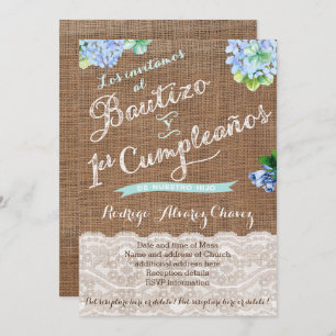 Invitation 1er cumple y Bautizo, invitaciones niño