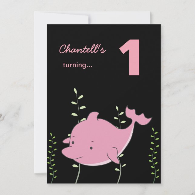 Invitation 1er dauphin de bébé sous la mer Anniversaire Invit (Devant)