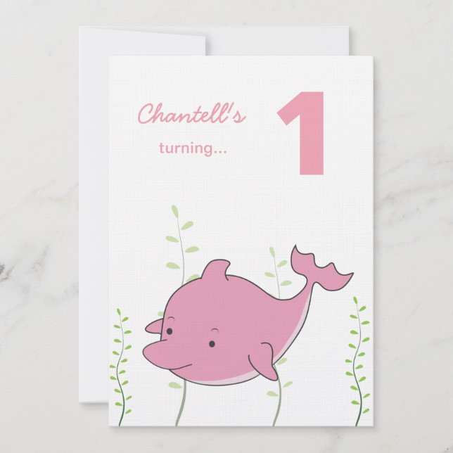 Invitation 1er dauphin de bébé sous la mer Anniversaire Invit (Devant)