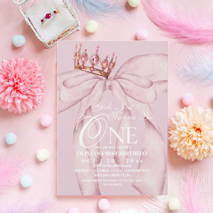 Invitation 1er filles au nœud rose Just Wanna Be One Annivers