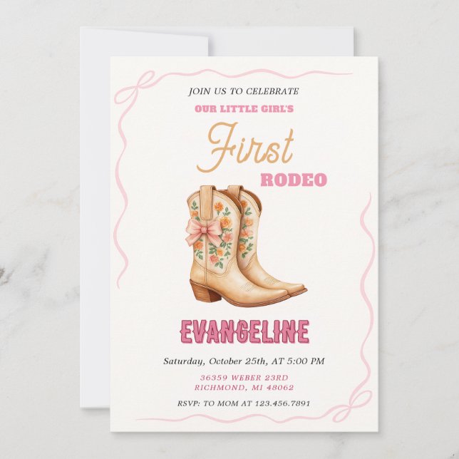 Invitation 1er Rodeo Wild West fête d'anniversaire (Devant)