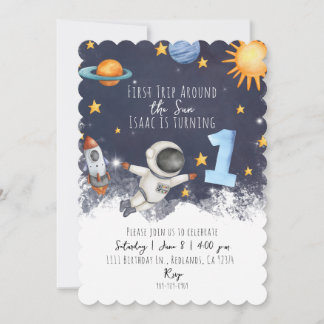 Invitation 1er voyage autour du Soleil Baby Boys Premier anni