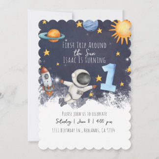 Invitation 1er voyage autour du Soleil Baby Boys Premier anni