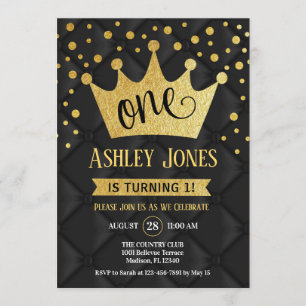 Invitation 1ère fête d'anniversaire - Royal Black Gold